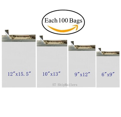 400 Poly Mailers Envelope Each 100 6x9 9x12 10x13 12x15.5 - ST ShipMailers