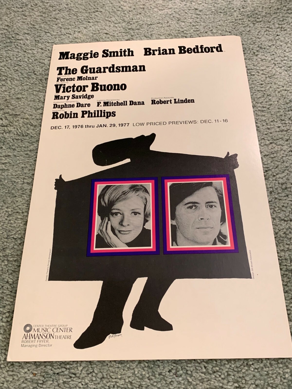 1976 The Guardsman Play Advertising Broadside Maggie Smith Brian Bedford 