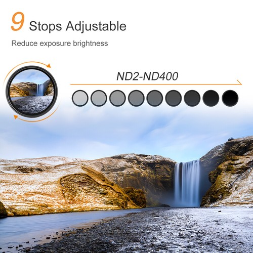 K&F Concept ND2-400 Variable ND Lens Filter (1-9 Stops) Neutral Density 37-82mm - Picture 5 of 20