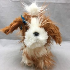 Shih Tzu Maltese Yorkie Puppy Dog White Brown Blue Bow Plush 10" Battat Toy
