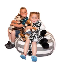 Best Stuffed Animal Storage Bean Bag Chair, Premium Cotton Canvas Toy Organizer 