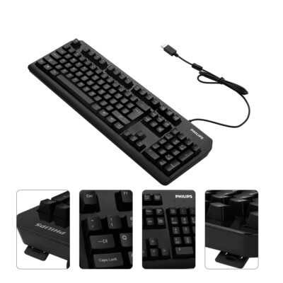 Philips USB 2.4G Wired Gaming Keyboard Driver Free PC Computer LED Light USA