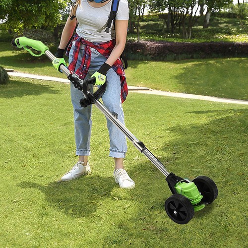 Cordless Foldable Lithium Mower W/ Wheels Green Mini-mower Grass Trimmer Yard