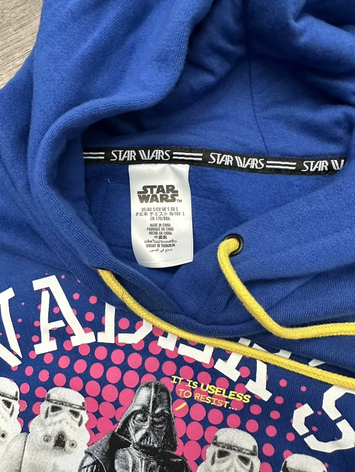 VETEMENTS Felpa con cappuccio Disney Parks Star Wars Darth Vader blu servizi di sicurezza taglia S