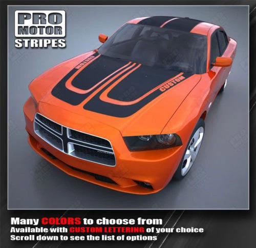 Decals for Dodge Charger 2011-2014 Hood Double Top Racing Stripes (Choose Color) - Image 2 of 3