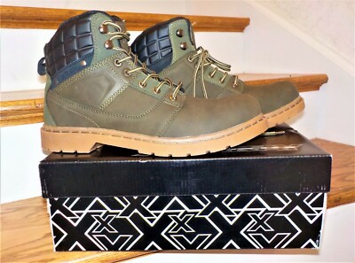 NIB Xray Trango High-Top Work Boots Olive PU Synthetic Leather Mens Size 9.5 NEW