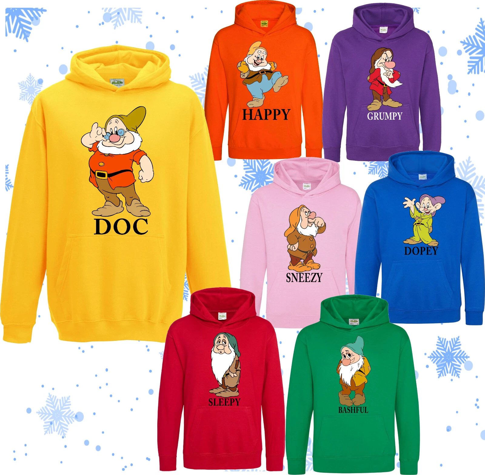 Seven Dwarfs Hoodie, Family Matching Pullover, Unisex Adults Kids Hood Top
Opens in a new window or