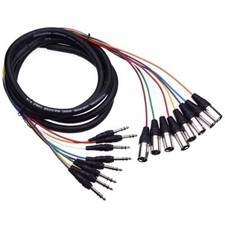 8 Way XLR Male to 6.35mm Stereo Plug Audio Snake Lead Loom 3m