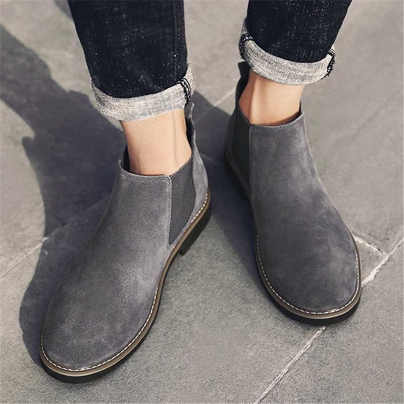 Mens Classic Suede Chelsea Ankle Boots Slip On Winter Warm  display picture 3