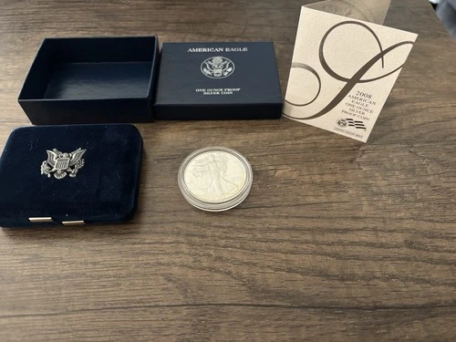 2008 AMERICAN EAGLE ONE OUNCE SILVER PROOF COIN WITH CERTIFICATE