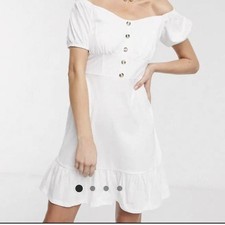 Asos Cupped off the shoulder White Short Sleeve Dress Size 8