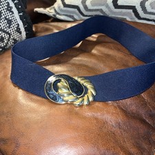 Vintage 90  s Blue Gold Stretch Hook Belt Too Cool 