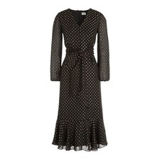 J.Crew Big Bow Midi Dress Black Gold Clip Dot Size 2 Resortwear