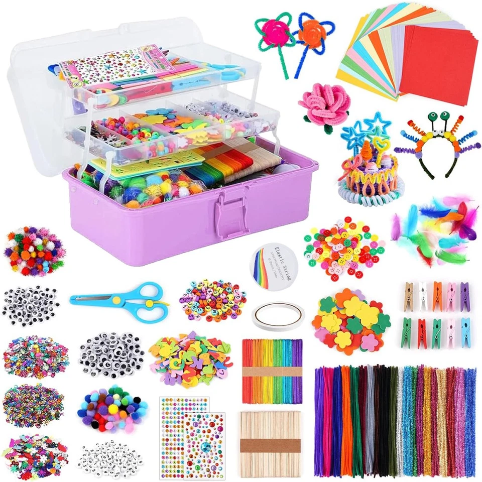 Bastelset Kinder 3000Pcs-Kunst und DIY Handwerk Kleine Mädchen Bastelzubehör Set - Bild 4 von 4