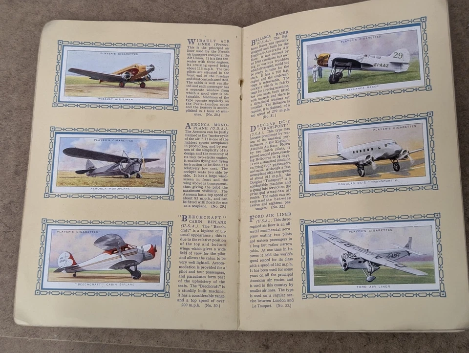 VINTAGE 1930's AN ALBUM OF AEROPLANES (CIVIL) JOHN PLAYER & SONS CIGARETTE CARDS - Image 3 of 3