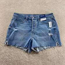 Old Navy Shorts Womens Size 12 High Rise OG Straight Denim Distressed Frayed