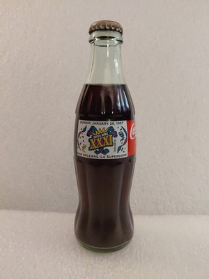 FULL Vintage 1997 Coca Cola Coke Super Bowl XXXI Packers Vs. Patriots 8oz Bottle