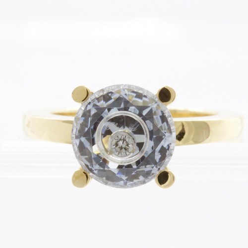 Chopard So Happy Light Blue Stone Ring 18K White Gold 0.05ct Diamond Size 6.25