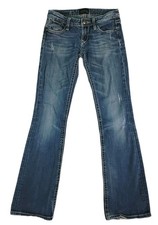 ReRock for Express Jeans Women's Size-28 Bootcut Blue Distressed Denim Stretch 
