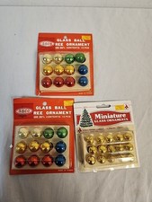 Vintage NOS Miniature Glass Ball Christmas Ornaments 15 mm  20 mm 36 PCS