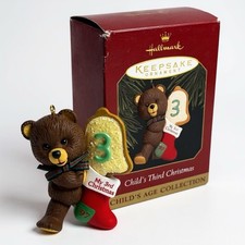 Hallmark Keepsakes Childs Third Christmas 1997 Teddy Bear Christmas Ornament VTG