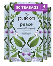 4 PACK-Pukka Organic Peace Herbal Tea 80 Bags Herbal Blend Balanced Tranquility