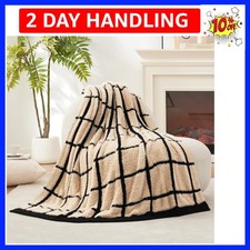 Cable Knit Throw Blanket for Couch, Bicolour Super Soft Fuzzy Blanket for Sof...