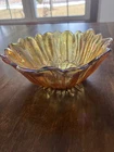 Vintage Amber Indiana Carnival Glass Lily Pons Pattern Bowl 7"