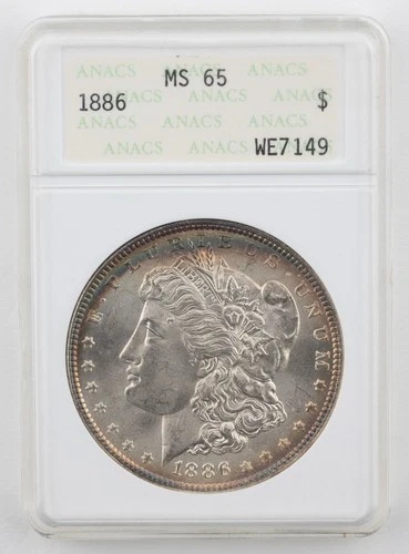 1886 MORGAN SILVER DOLLAR ANACS MS65 PERIPHERAL TONING 1886-P - 1181B