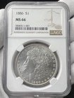 1886-P $1 Morgan Dollar 90% Silver NGC MS66 Philadelphia Coin