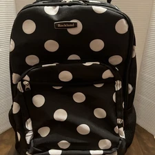 Rockland Black Polka Dot Wheeled Backpack Dual Handle Never Used Travel Carry On