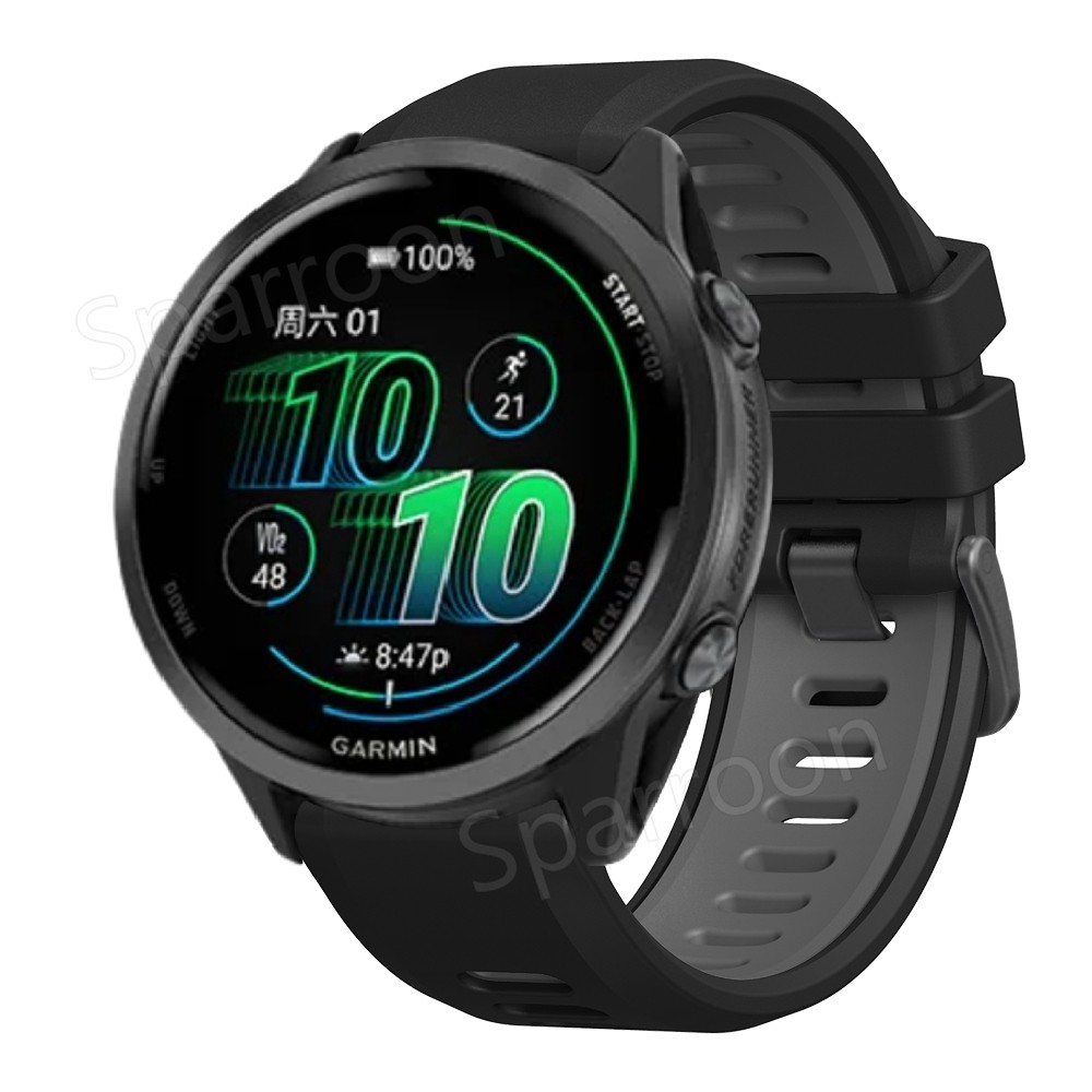BoLuo 2 Pezzi Cinturini per Orologi per Garmin Forerunner 265,22mm Cintura Silicone Bracelet Cinturino Strap per Garmin Forerunner 965 /Forerunner 955 / Forerunner 945 / Descent G1 (Nero Blu