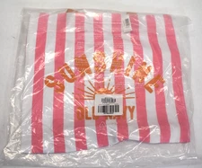 Old Navy Pink Canvas Tote Sunshine Striped Reusable Shopping Pool Bag Carry