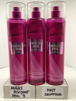 Bath & Body Works 3 PACK PERFECT IN PINK 8oz, Fine Fragrance Mist