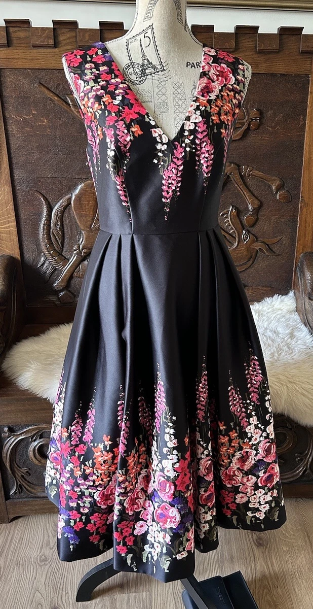 Size 8 Evening Cocktail Party Dress Black Pink Wedding Rock n Roll Dance