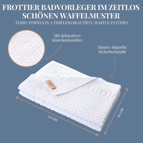 2 x Badematte Duschvorleger 50x70 cm weiß 100% BW Griechenbordüre & Waffelmuster - 第 7/9 張圖片