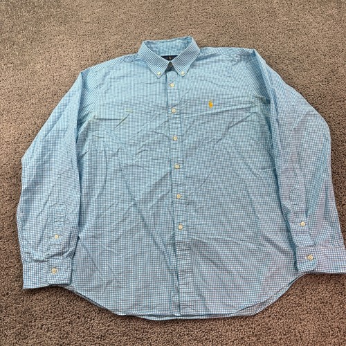 Ralph Lauren Shirt Mens Extra Large Blue Yellow Pony Long Sleeve Button Up READ - Picture 2 of 12