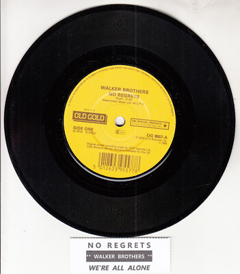 WALKER BROTHERS No regrets/We're all alone 7'' 45 rpm record NEW + juke box strip