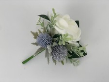 Scottish Wedding Flowers Buttonhole ivory  Rose Thistle With Foliage leaves 