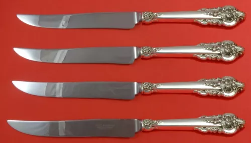 Grande Baroque by Wallace Sterling Silver Steak Knife Set 4pc Texas Sized Custom