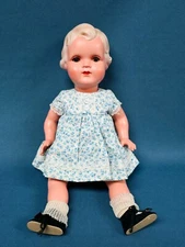 Vintage Minerva Buschow & Beck Germany 12” Celluloid Girl Doll Glass Eyes