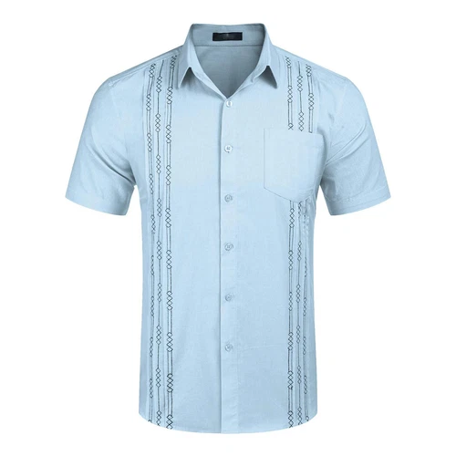 Men's Cuban Beach Wedding Casual Short Sleeve Guayabera Dress Shirt - Bild 19 von 23