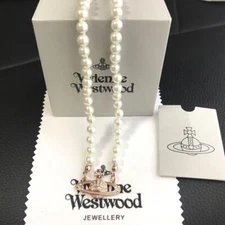 Vivienne Westwood Pearl Choker Necklace Pink Gold IN BOX [V1106