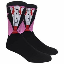 Novelty Fun Crew Print Socks for Dress or Casual Groom Pink 15 