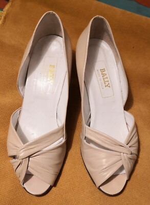 VINTAGE BEIGE KINDER LEDER SCHUHE MIT ABSATZ von BALLY
