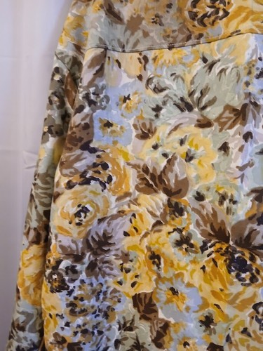 Nwt Floral Roses Twill Denim Full zip up Jacket Coat womens M Mint Brown Mustard - Picture 10 of 11