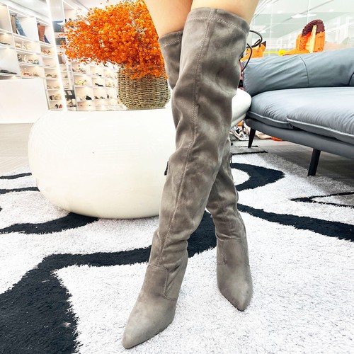Glasur Damen elegante Overknee Stiefel seitlicher Reißverschluss mit skulpturalem Absatz - Bild 33 von 41