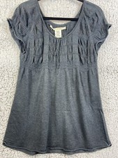 Max Studio gray pleated front short sleeve ro...