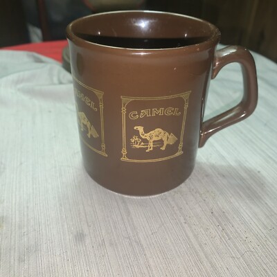 RJR Reynolds Mug Tobacco Brown Camel Made in England 3.5 tall Gold Advertising