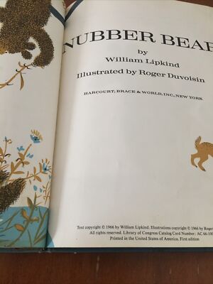 Nubber Bear Children's Book William Lipkind 1966 First Edition Vtg